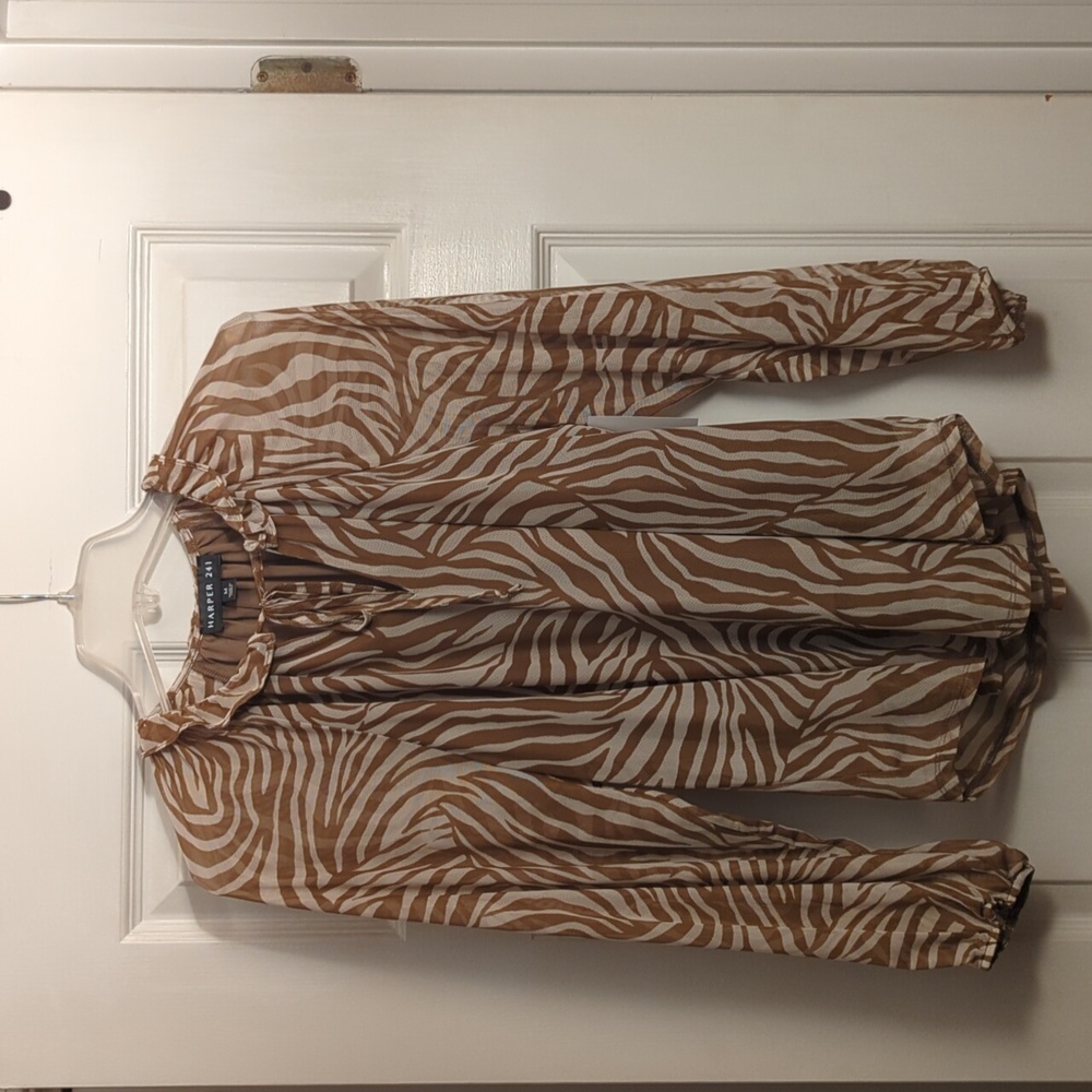New with tags women's brown zebra print blouse